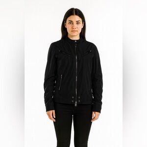 DIESEL Black Biker Jacket with Leather Details Size Small